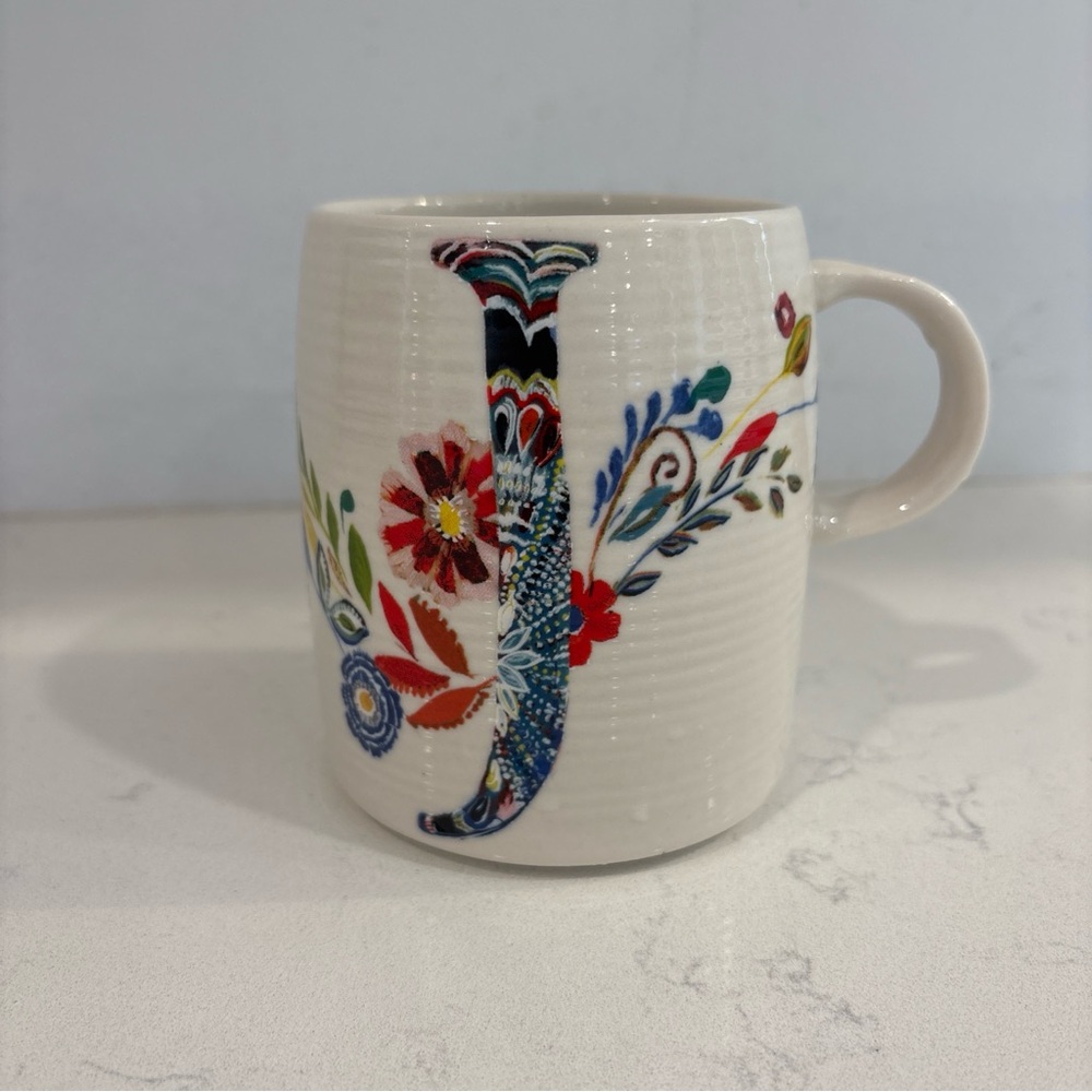 Anthropologie monogram mug J
